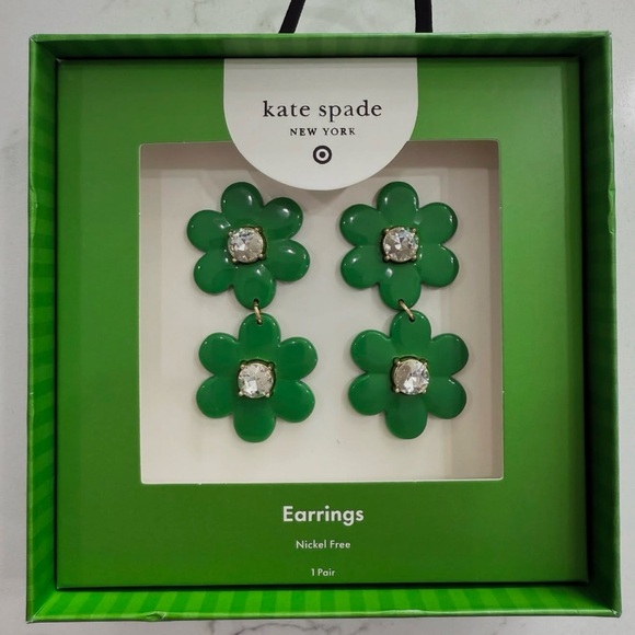 kate spade Jewelry - Kate Spade Emerald Green Floral Earrings